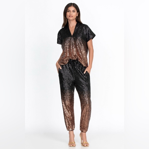Johnny Was NWT Sequin Gold Jett Jogger Pants Size XS - Picture 1 of 12